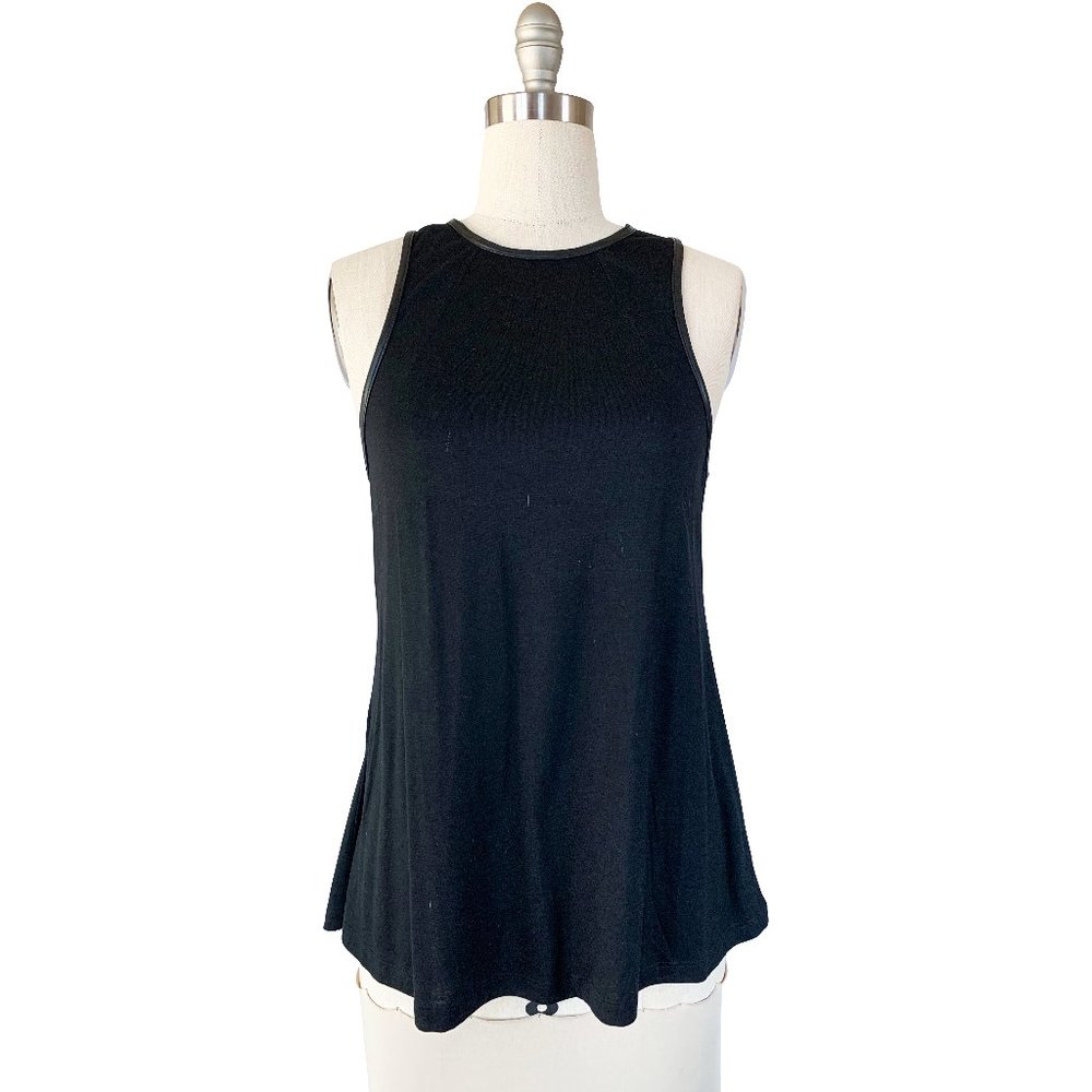 Black jersey knit long tank